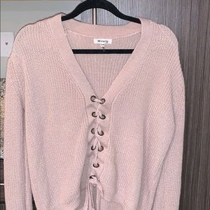 BLUSH LACE UP SWEATER!!!😍😍😍